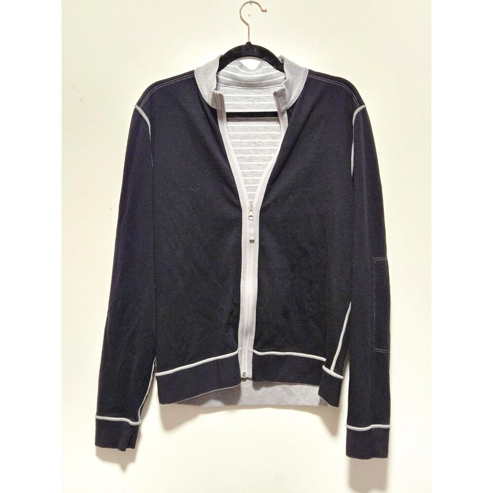 Hugo Boss Reversible Track Jacket Full Zip Black Heather Grey Mens Large L